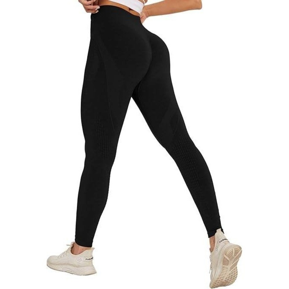 Black High Waist Yoga Pants Workout Leggings Tummy Control Butt Lift Medium